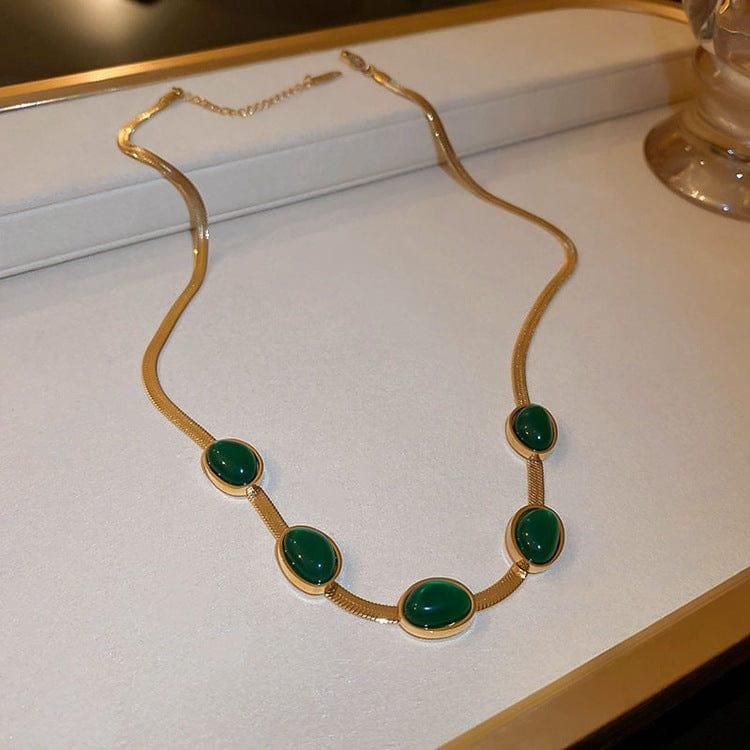 Elegance Emerald Gold-Plated Necklace – Premium Gift Jewellery Set (Necklace + Bracelet + Earrings)