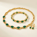 Elegance Emerald Gold-Plated Necklace – Premium Gift Jewellery Set (Necklace + Bracelet + Earrings)